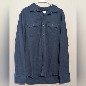 MuskOx Blanket Flannel Shirt Men's L Blue Heavy Weight Twill Button Down